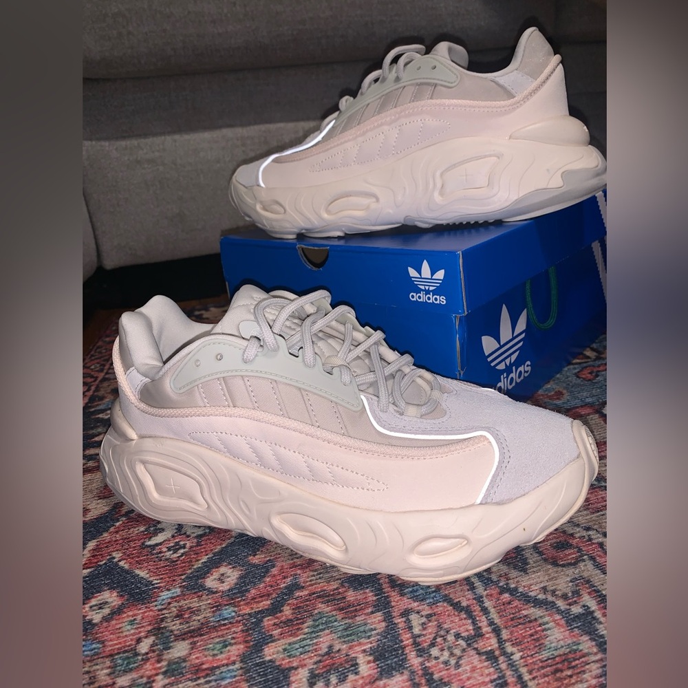 Adidas Green and Cream Athletic Shoes with Chunky Platform